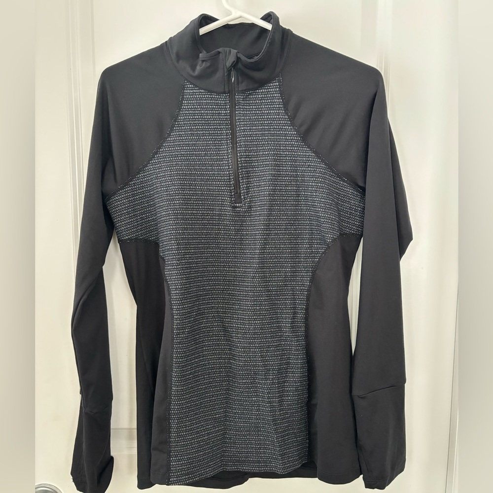 Balance Collection Platinum Black and Grey Half Zip Top